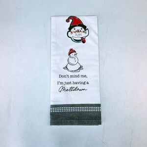 Kay Dee Designs Snarkasms Snowman Meltdown Cotton Tea Towel White Green H6612